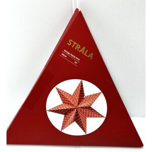 IKEA STRÅLA Star Pendant Lamp Shade 48cm Paper Hanging Light Decor Red Polka Dot
